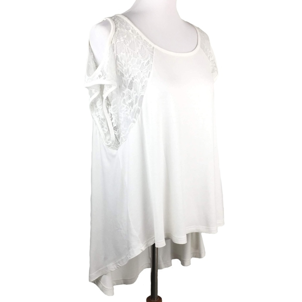 S. Line Lace Cold Shoulder Top - Picture 2 of 6